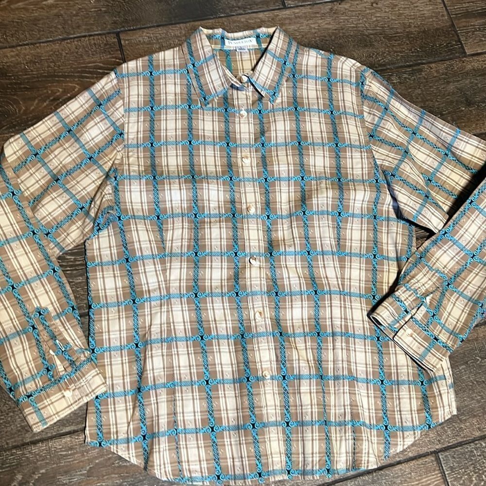 Pendleton-Tan Turquoise Cotton Button Down Womens… - image 2